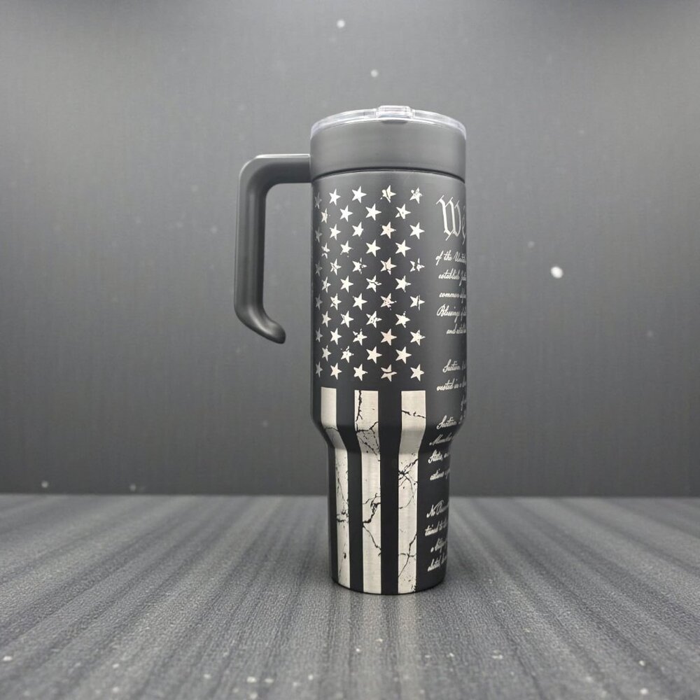 Engraved Patriotic Constitution 40 oz Tumbler with Handle